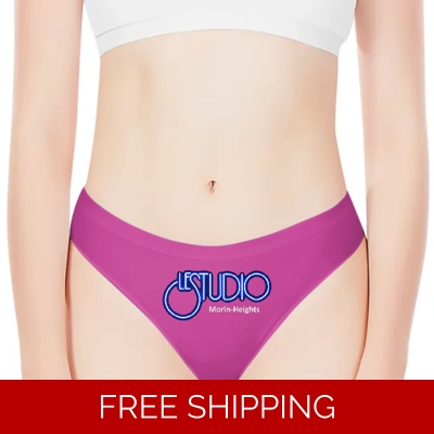 Custom 3D Women's Thong Underwear MH White & Blue Logo